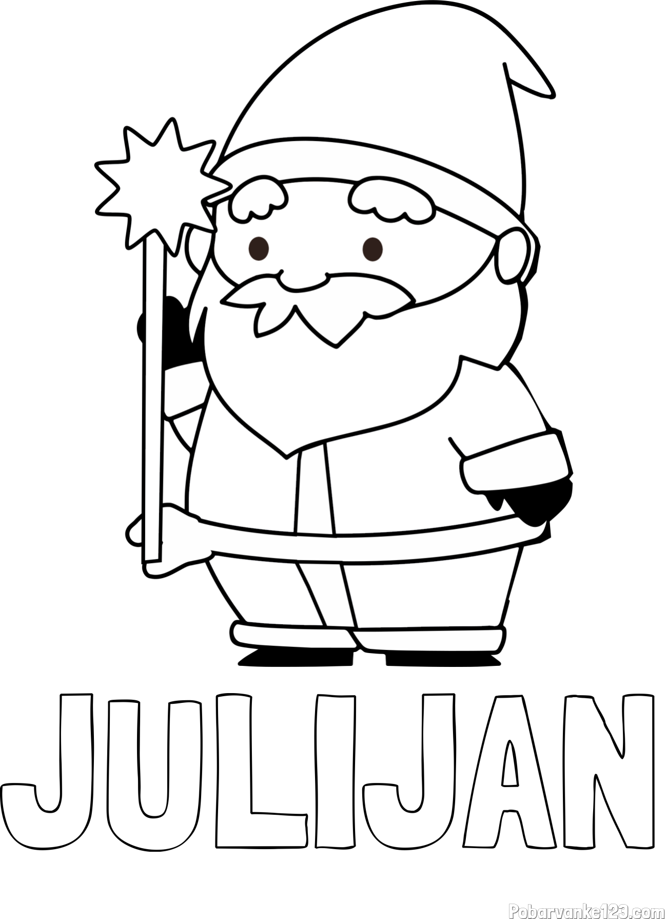 Pobarvanka imena JULIJAN in dedek Mraz