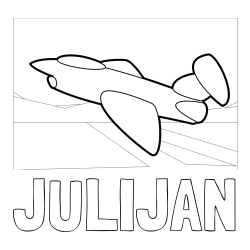 Online izdelana pobarvanka - Pobarvanka imena JULIJAN in pobarvanka aviona med vzletom