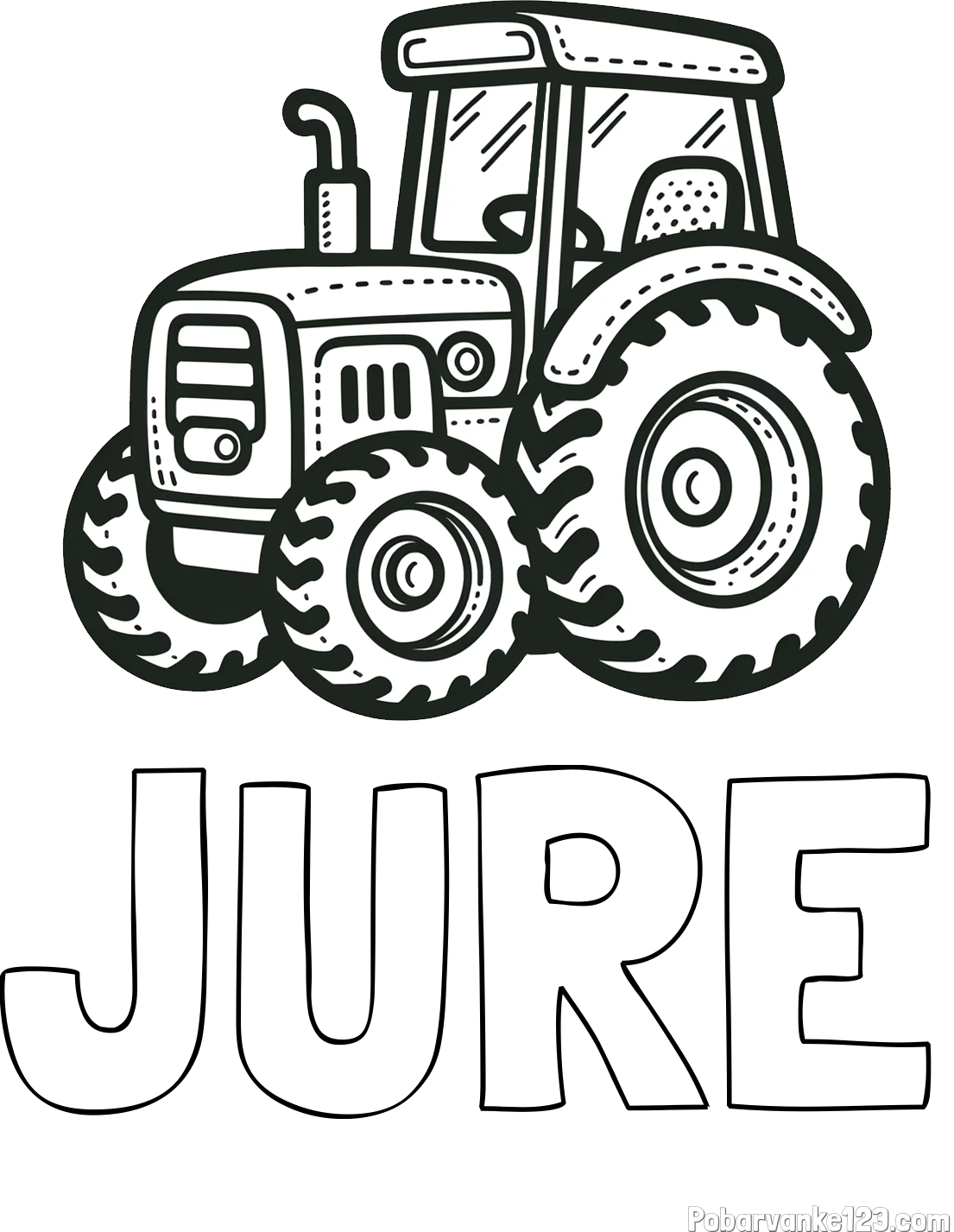 Pobarvanka imena JURE in pobarvanka čudovitega traktorja
