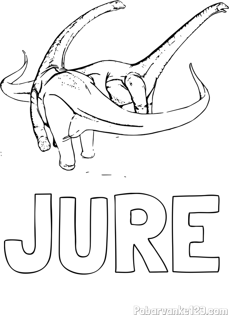 Pobarvanka imena JURE in pobarvanka dinozavra Alamosaurus