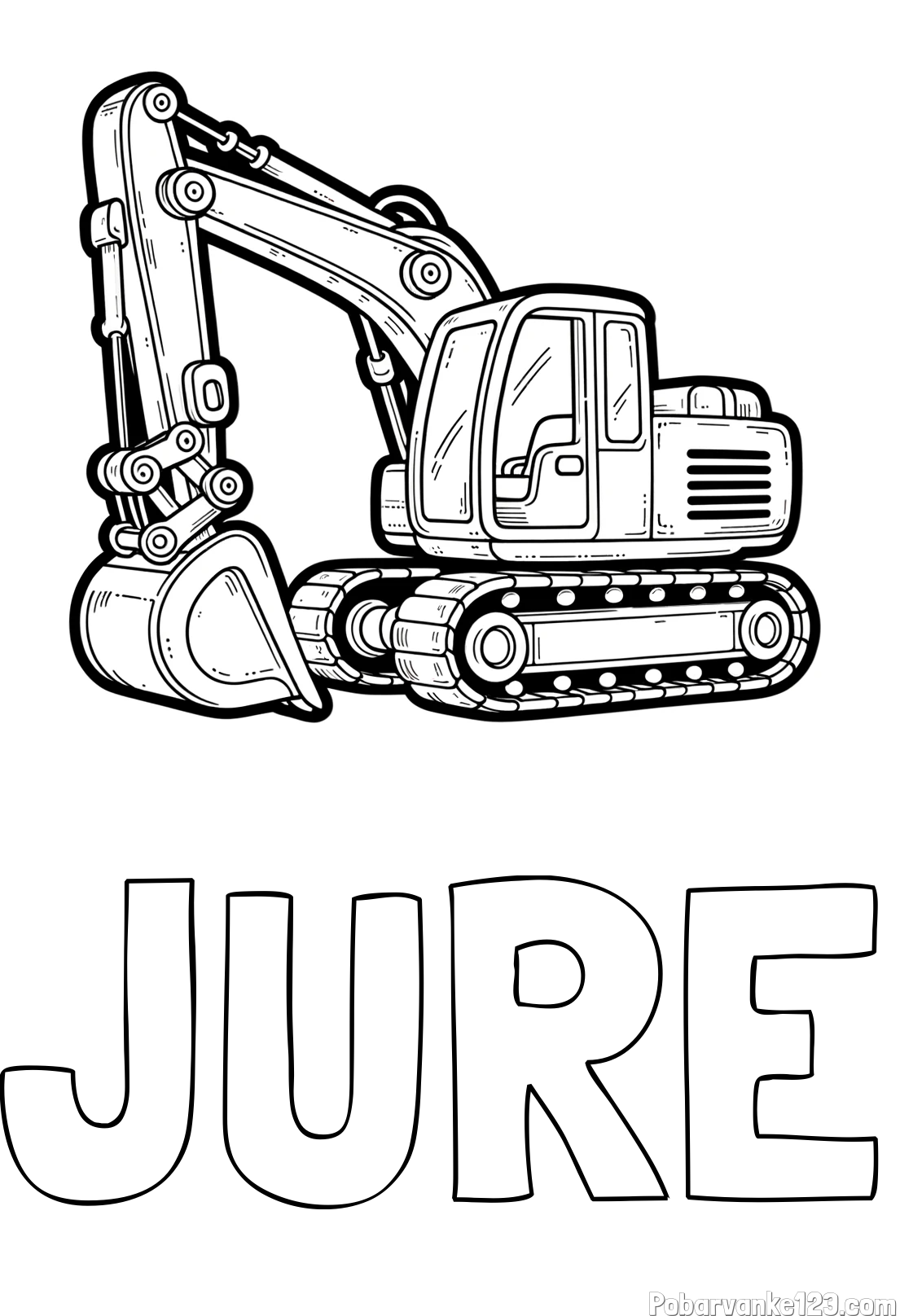 Pobarvanka imena JURE in pobarvanka velikega delovnega stroja - bagra