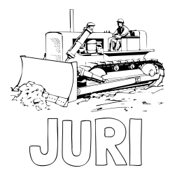 Online izdelana pobarvanka - Pobarvanka imena JURI in pobarvanka buldožerja