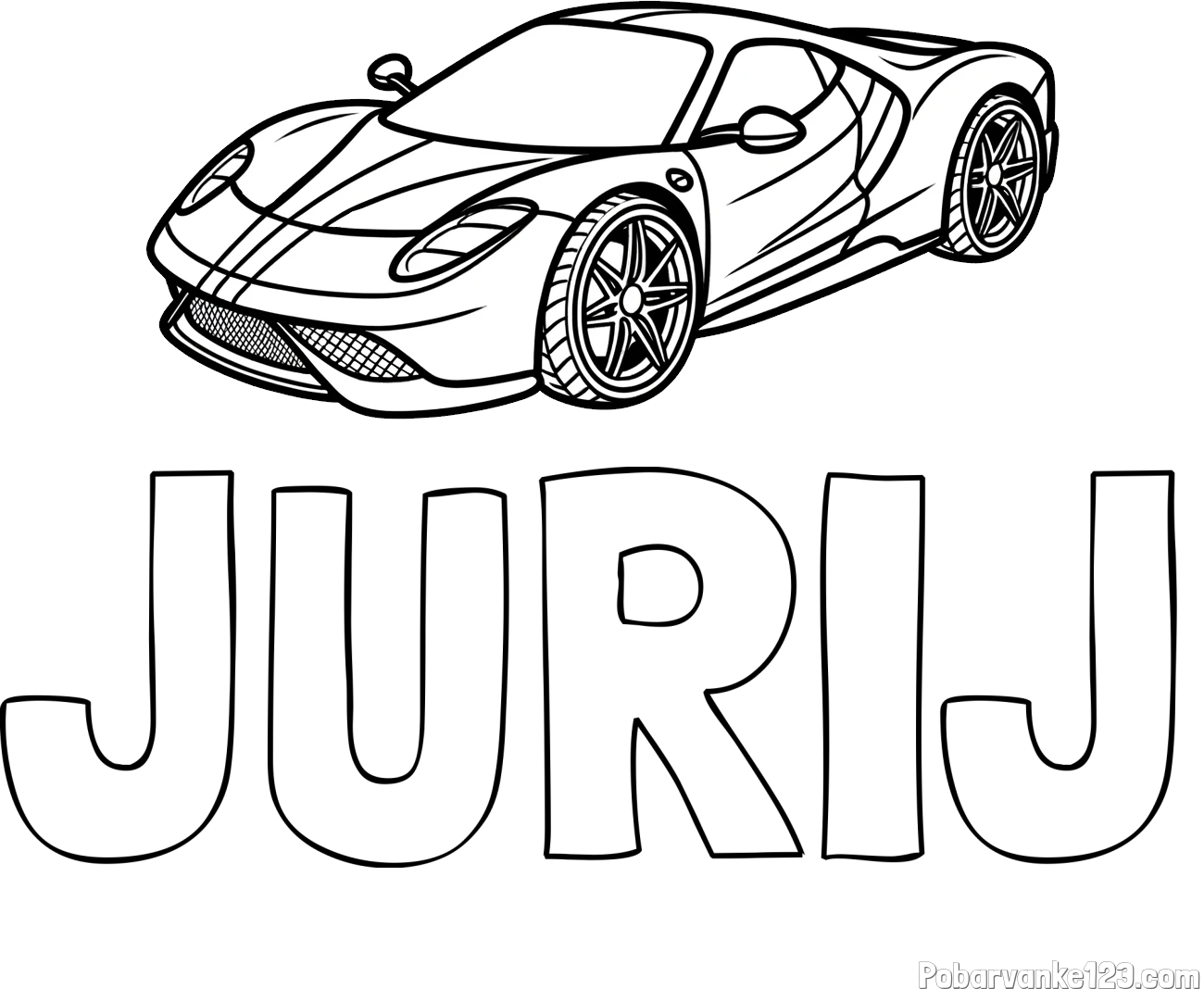 Pobarvanka imena JURIJ in pobarvanka dirkalnega avtomobila