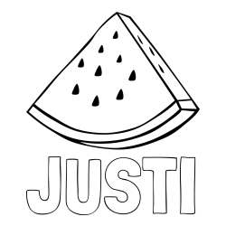 Online izdelana pobarvanka - Pobarvanka imena JUSTI in pobarvanka lubenice