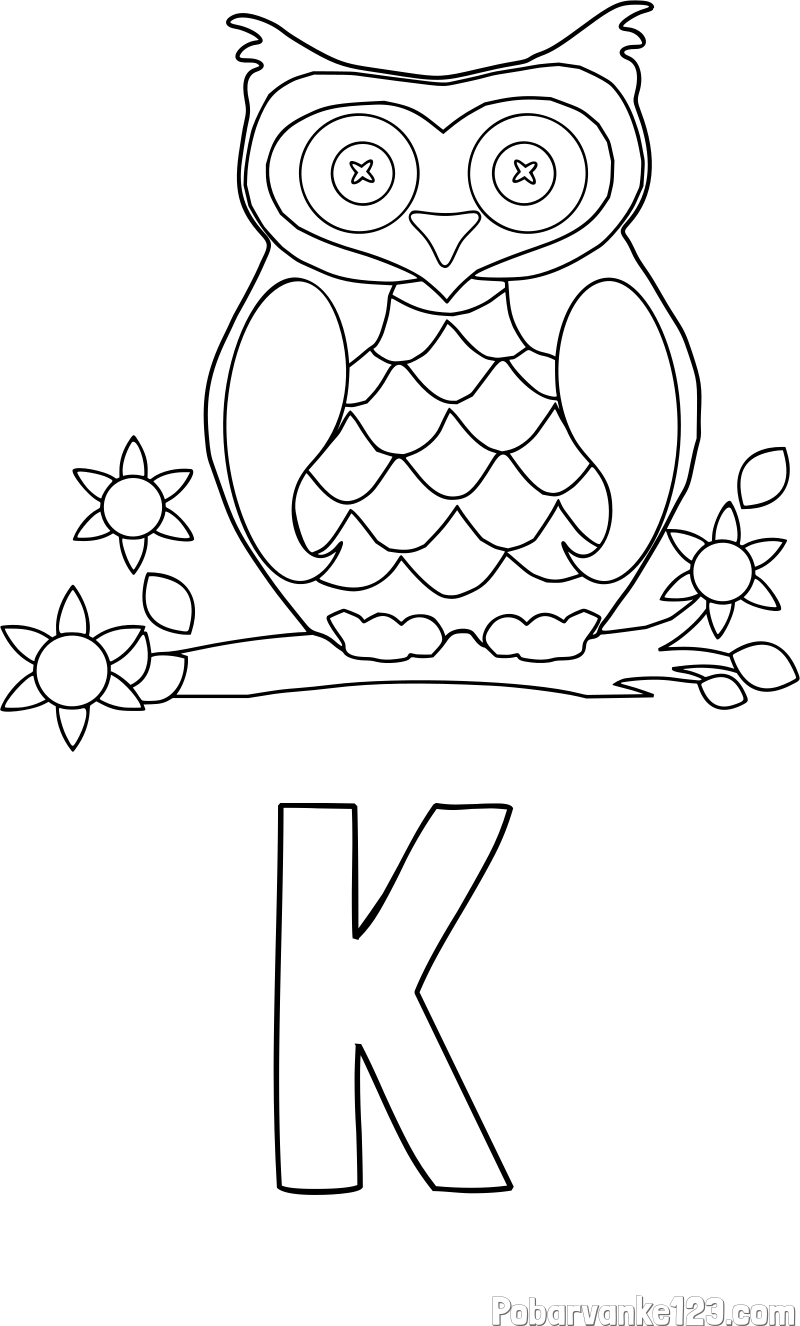 Pobarvanka imena K in pobarvanka sove