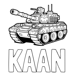 Online izdelana pobarvanka - Pobarvanka imena KAAN in pobarvanka tanka