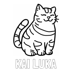 Online izdelana pobarvanka - Pobarvanka imena KAI LUKA in pobarvanka debelušne mačke