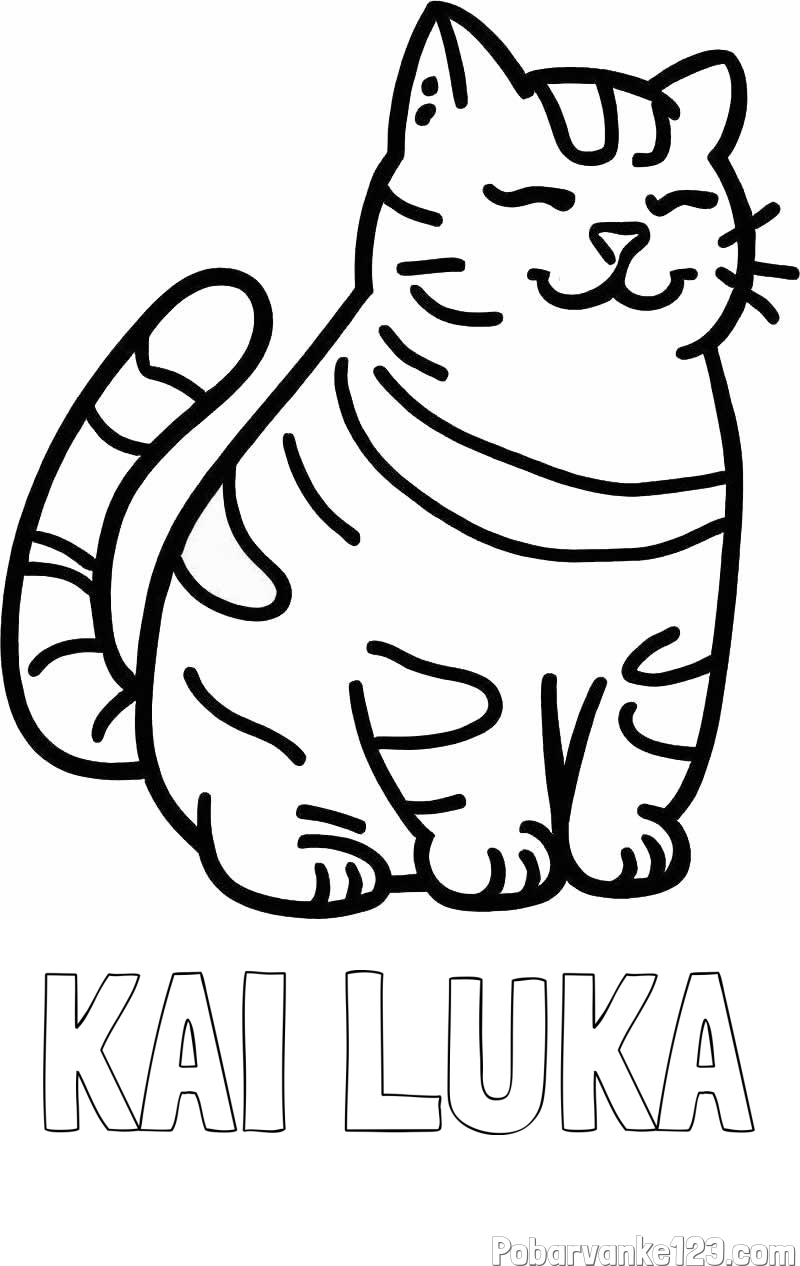 Pobarvanka imena KAI LUKA in pobarvanka debelušne mačke