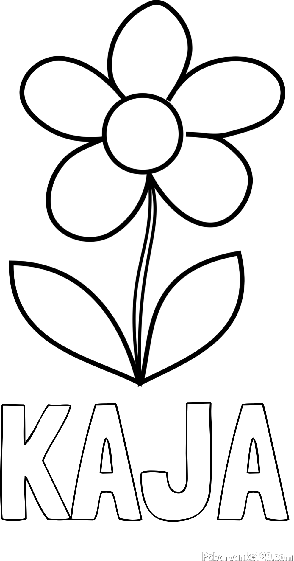 Pobarvanka imena KAJA in otroška pobarvanka rože