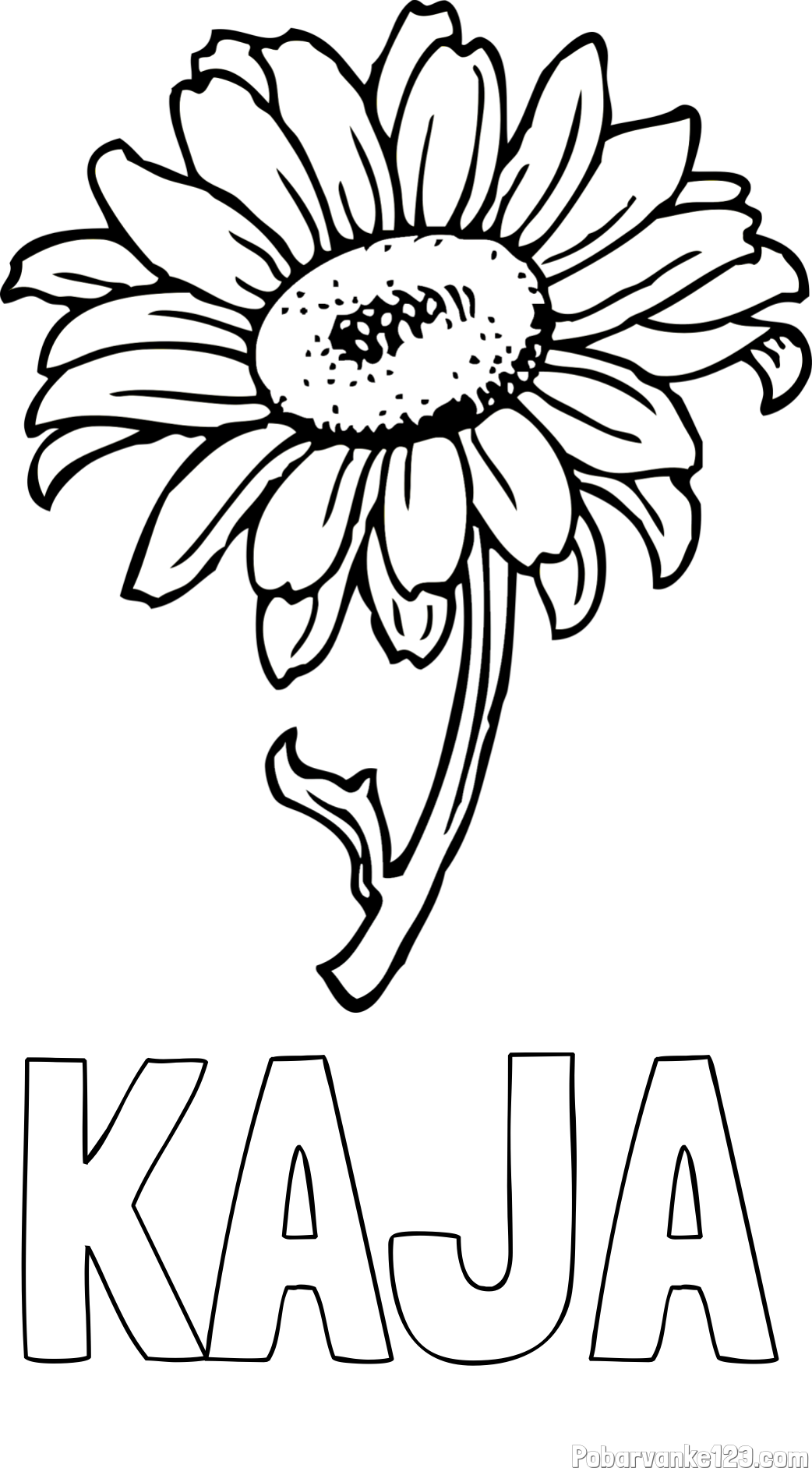 Pobarvanka imena KAJA in pobarvanka lepe sončnice