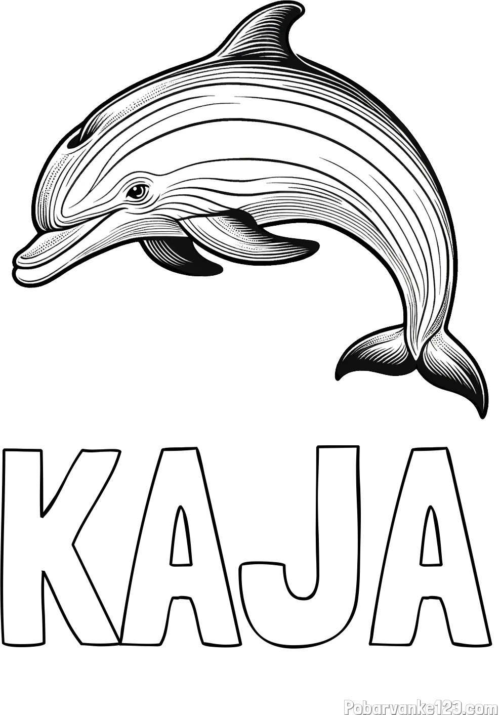 Pobarvanka imena KAJA in pobarvanka lepega delfina