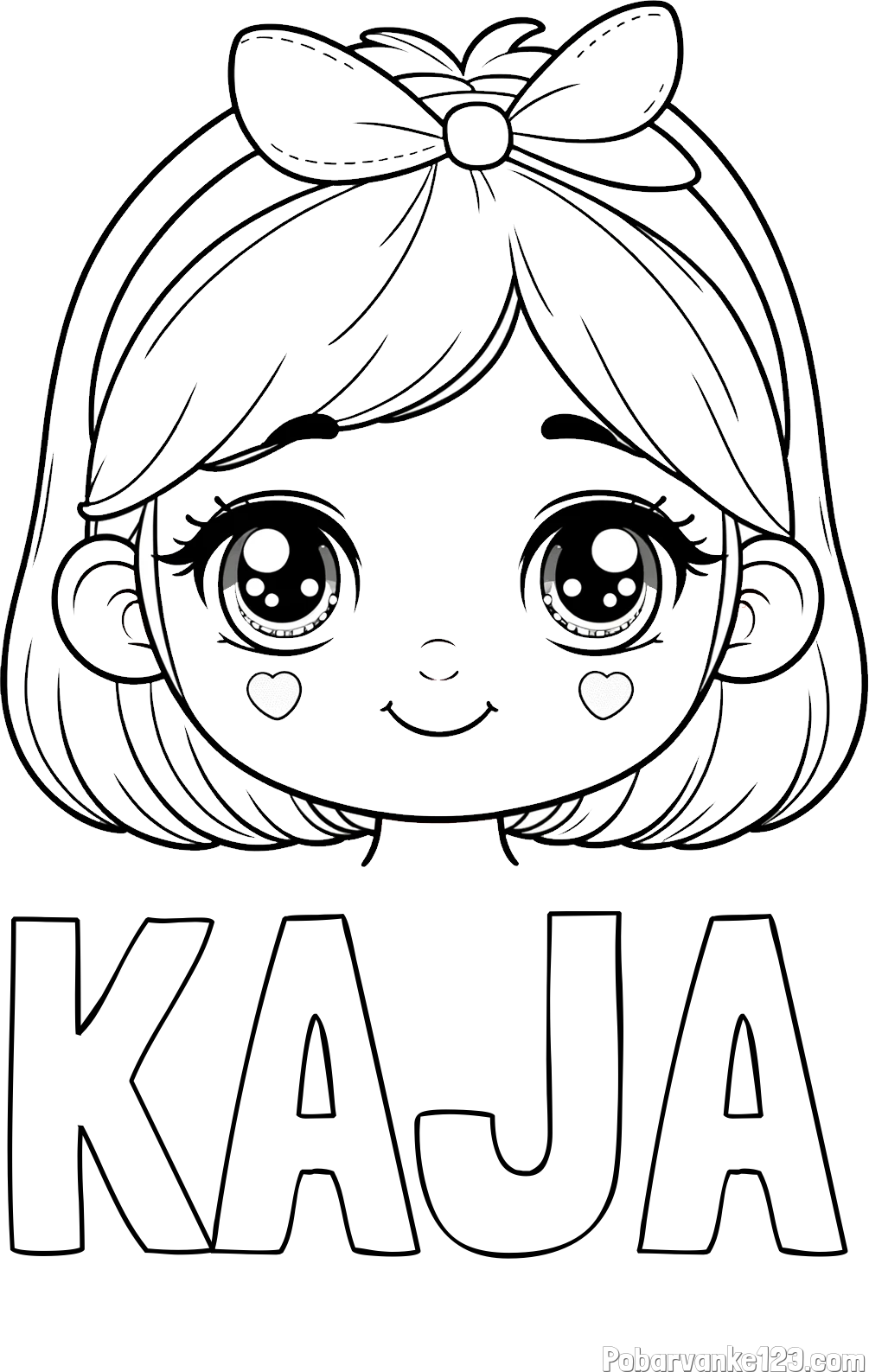 Pobarvanka imena KAJA in pobarvanka obraza ljubke punčke