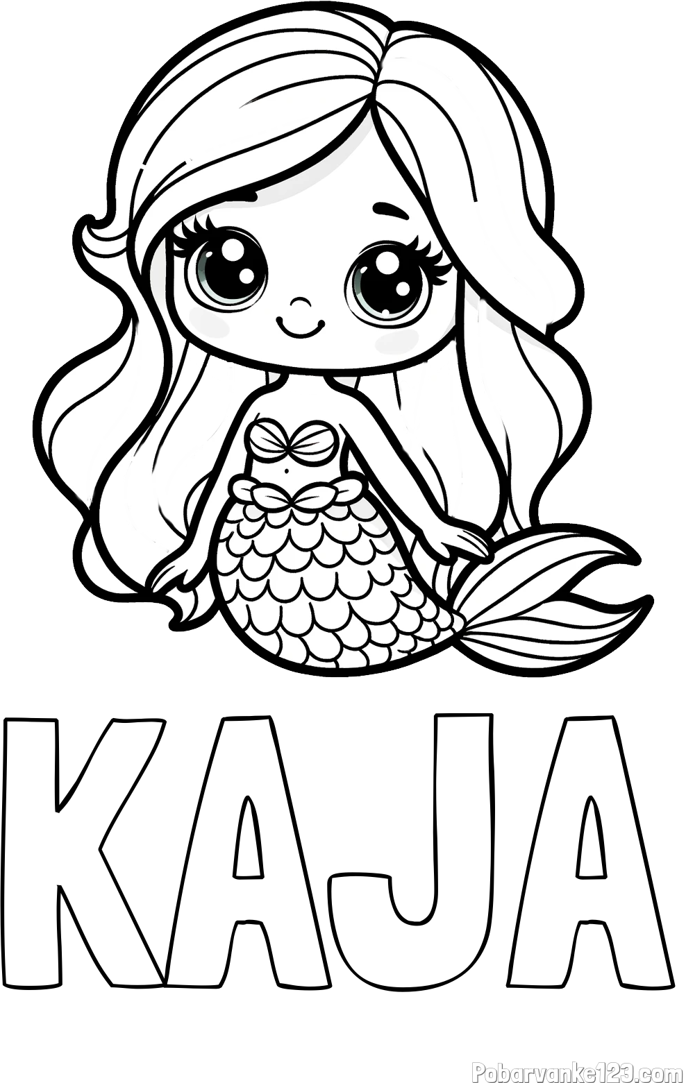 Pobarvanka imena KAJA in pobarvanka prikupne morske deklice