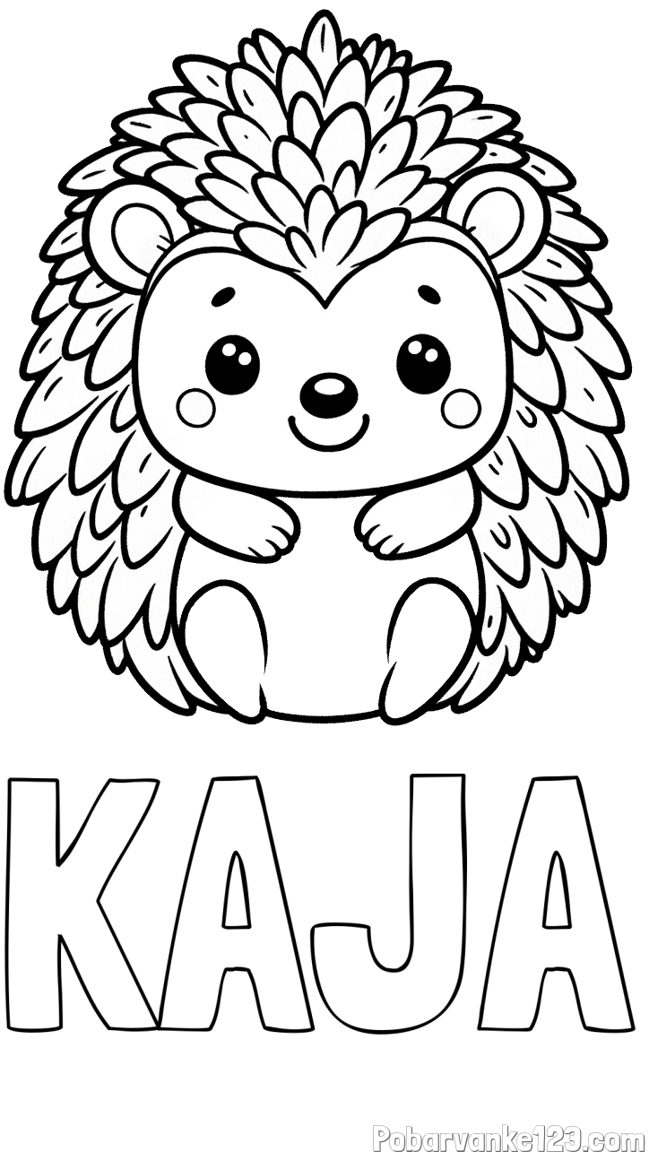 Pobarvanka imena KAJA in pobarvanka prikupnega ježa