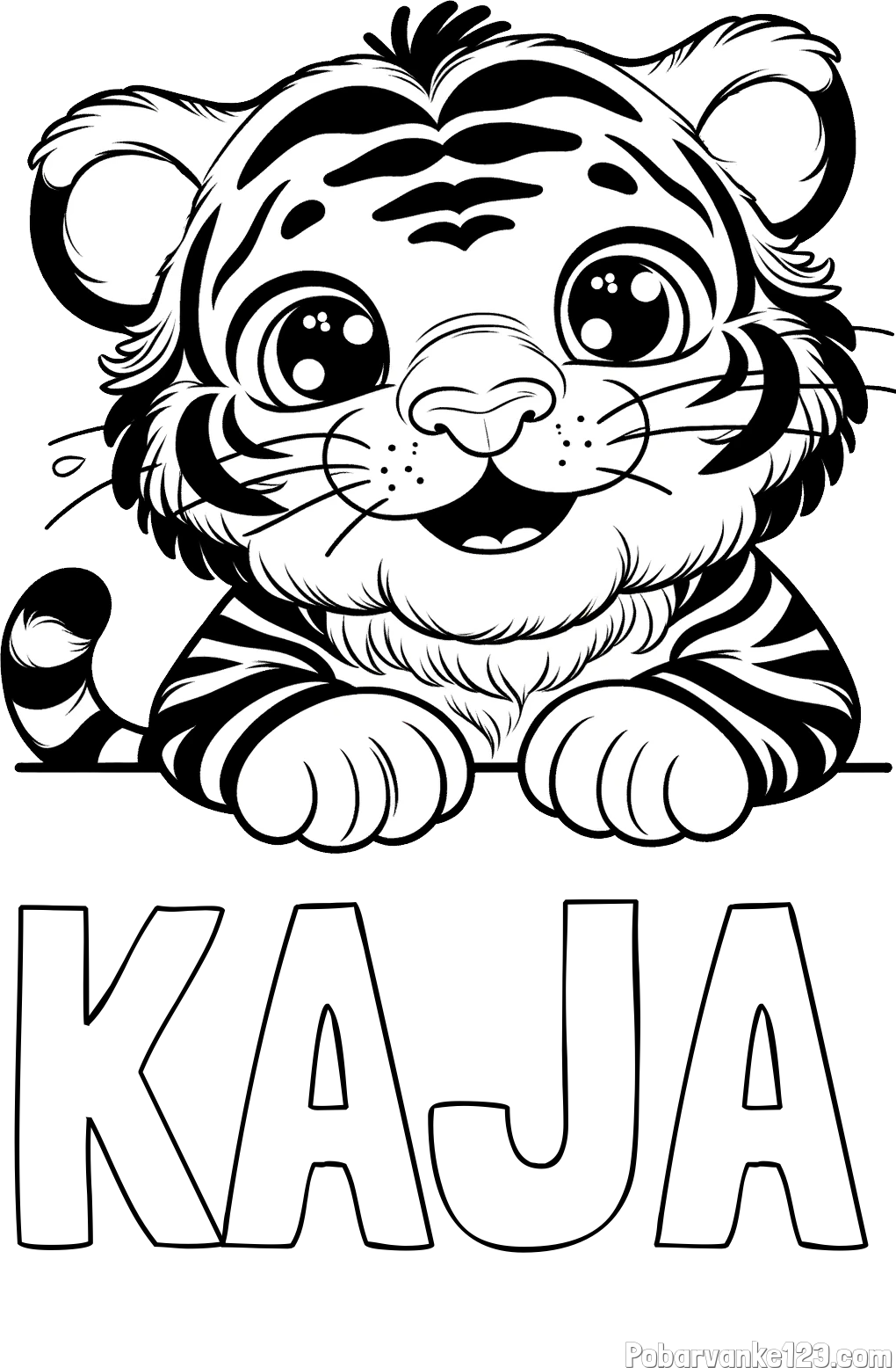 Pobarvanka imena KAJA in pobarvanka tigrček