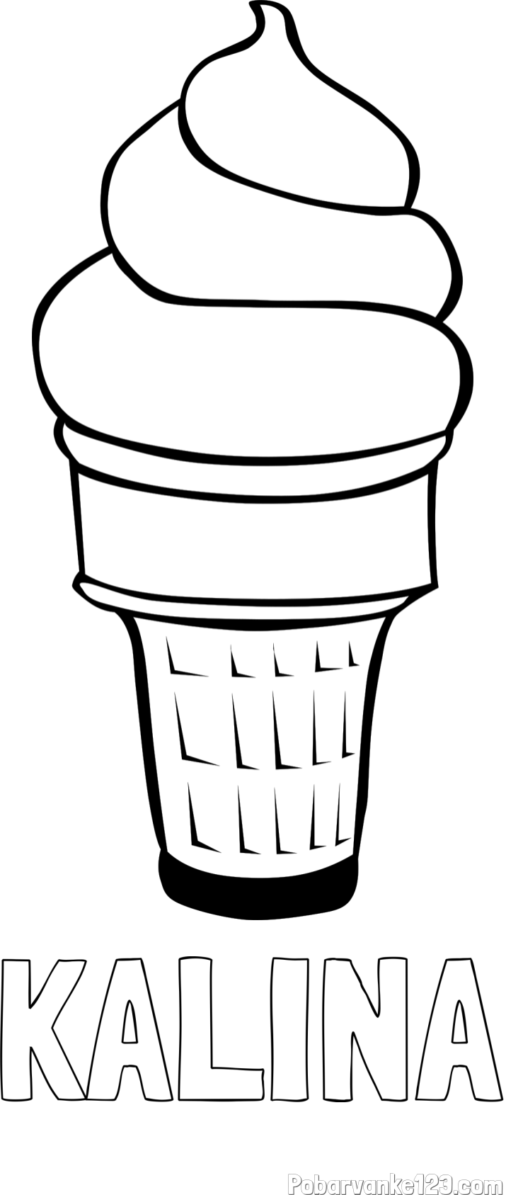 Pobarvanka imena KALINA in pobarvanka sladoled