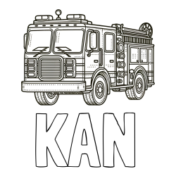 Online izdelana pobarvanka - Pobarvanka imena KAN in pobarvanka gasilskega avta