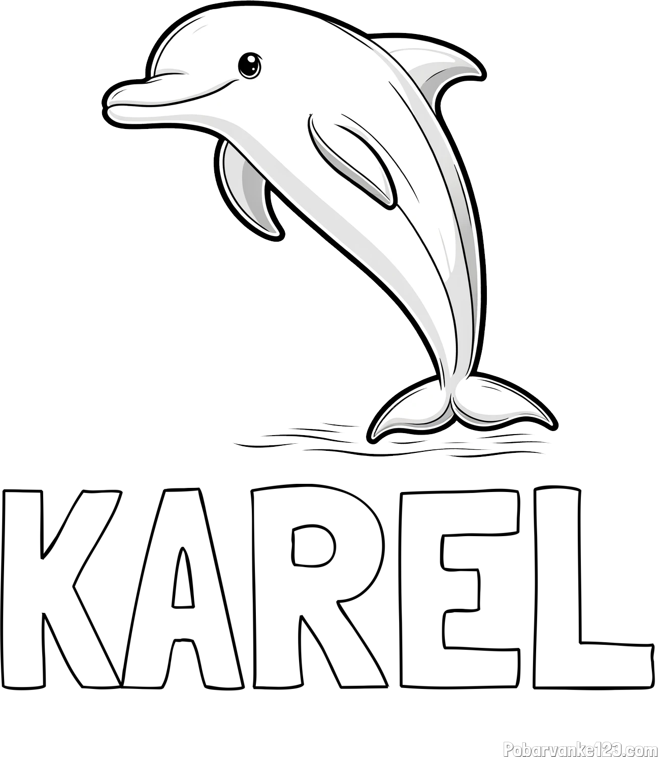Pobarvanka imena KAREL in pobarvanka delfina