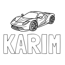 Online izdelana pobarvanka - Pobarvanka imena KARIM in pobarvanka dirkalnega avtomobila