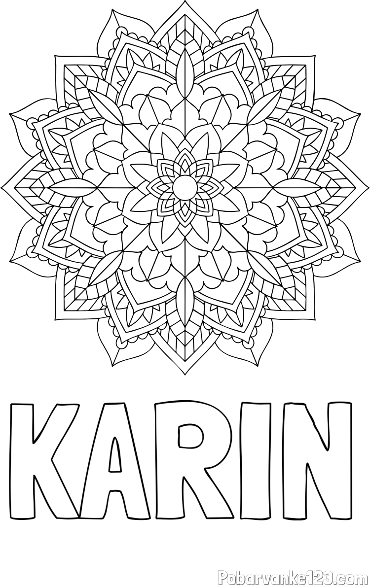 Pobarvanka imena KARIN in Čudovita pobarvanka mendale