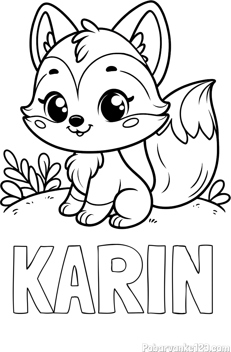 Pobarvanka imena KARIN in pobarvanka lisičke