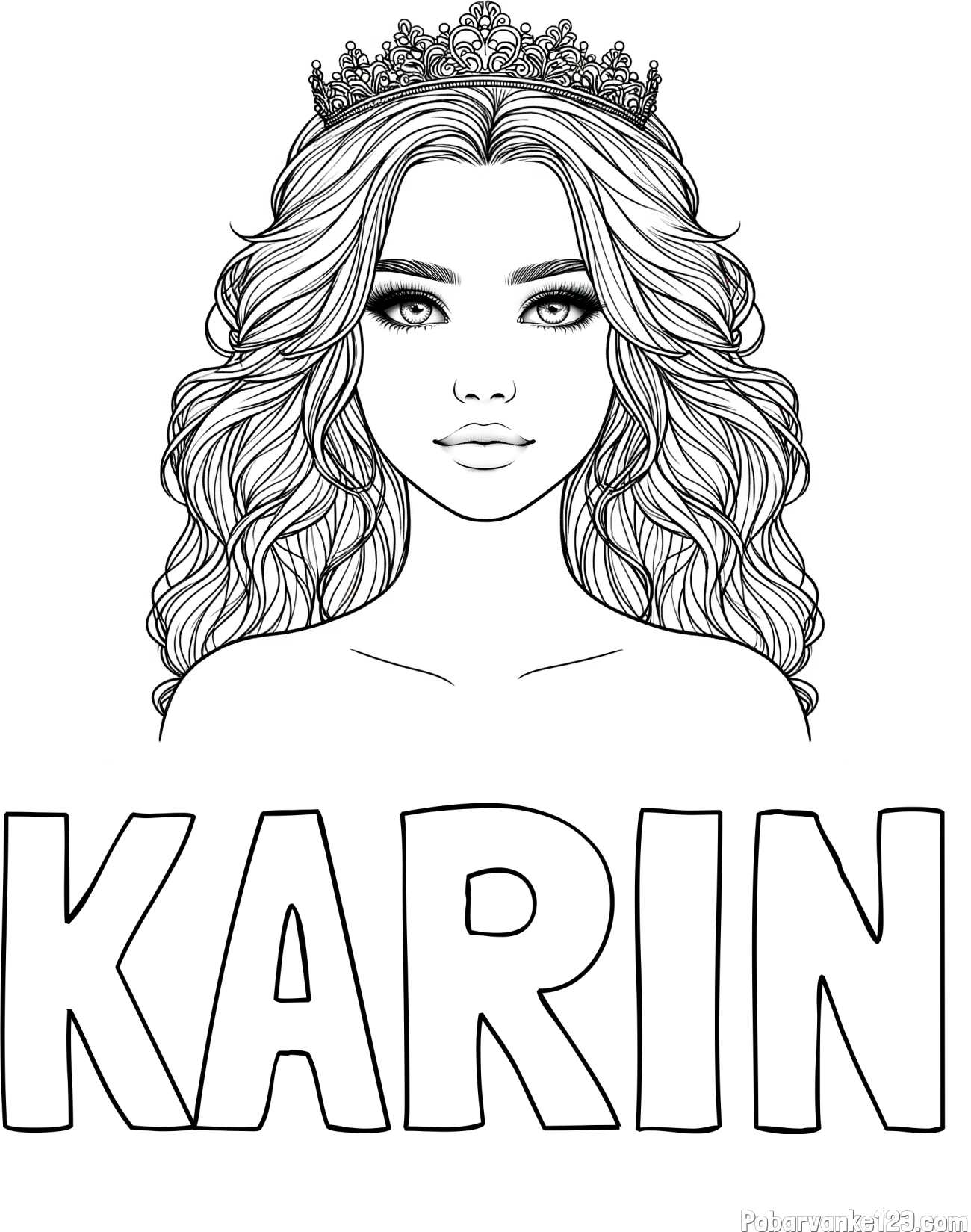 Pobarvanka imena KARIN in pobarvanka prikupne princeske