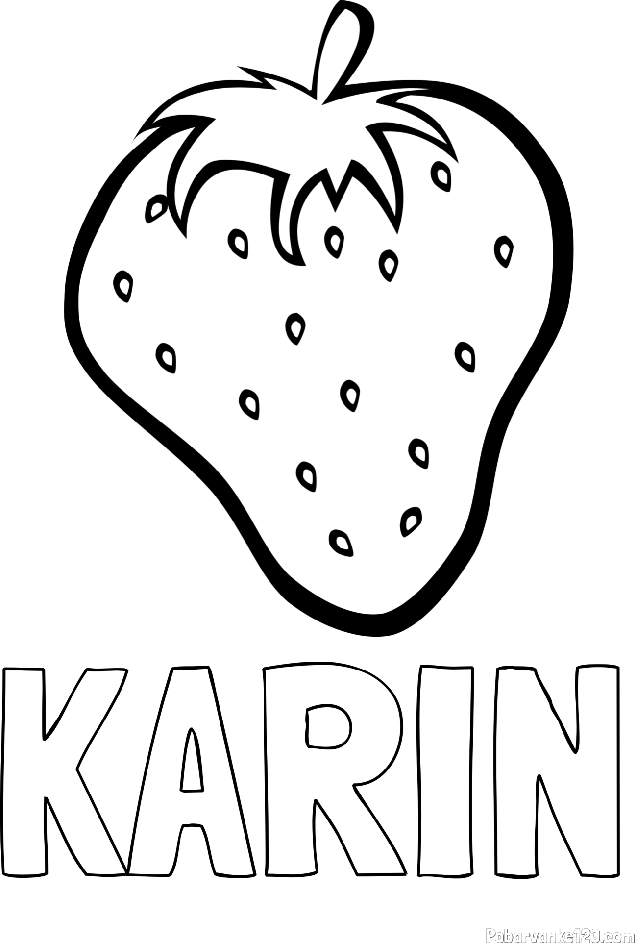 Pobarvanka imena KARIN in pobarvanka sočne jagode