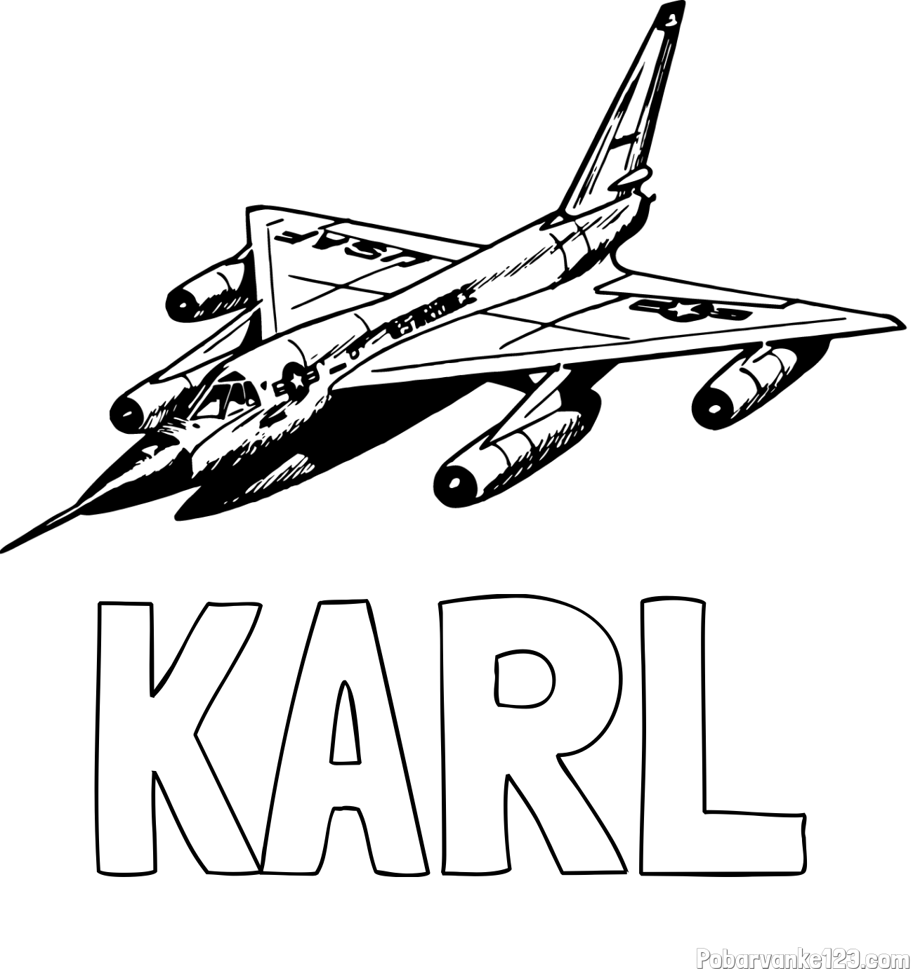 Pobarvanka imena KARL in pobarvanka vojaškega lovca