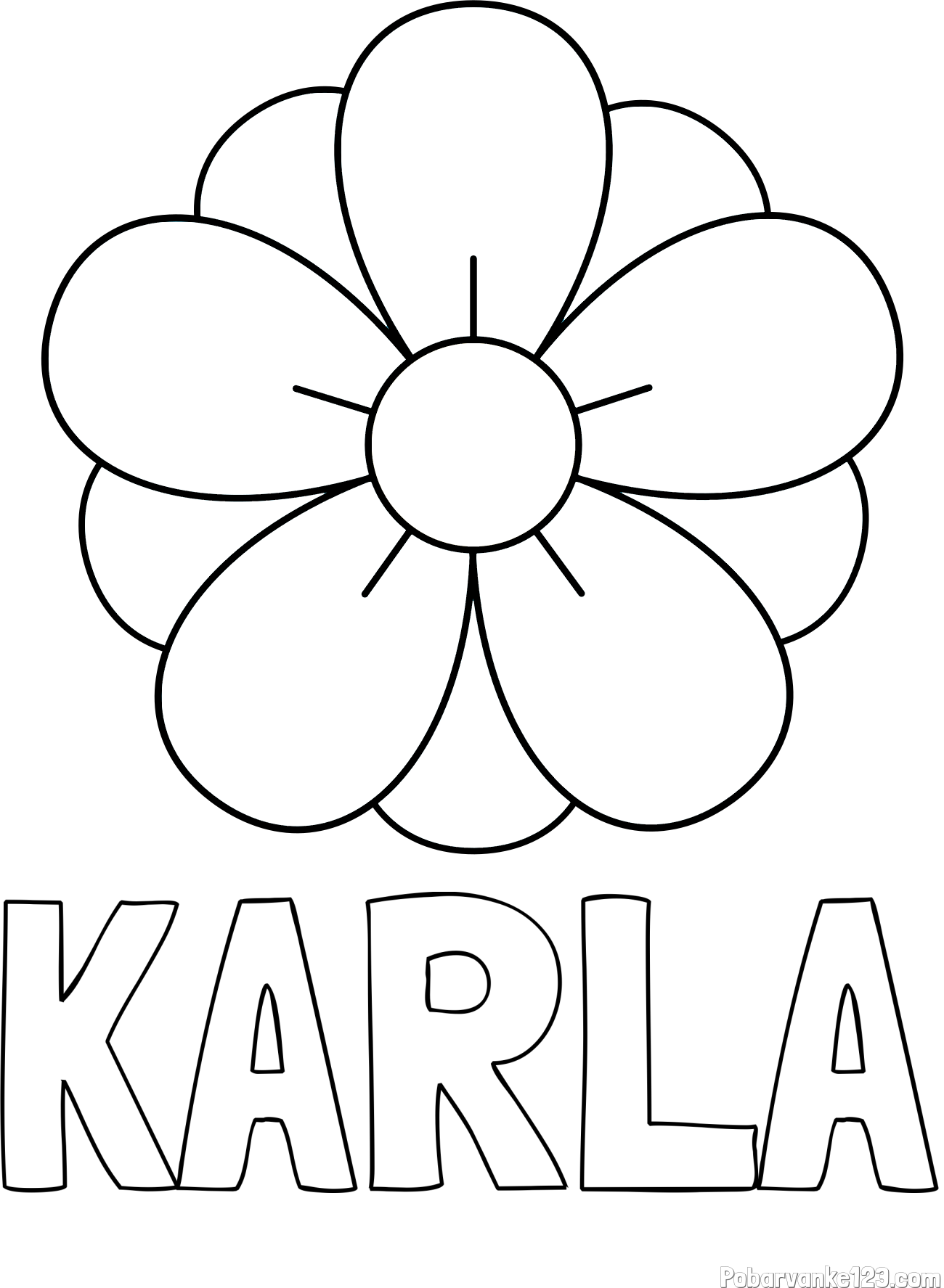 Pobarvanka imena KARLA in pobarvanka lepega cveta