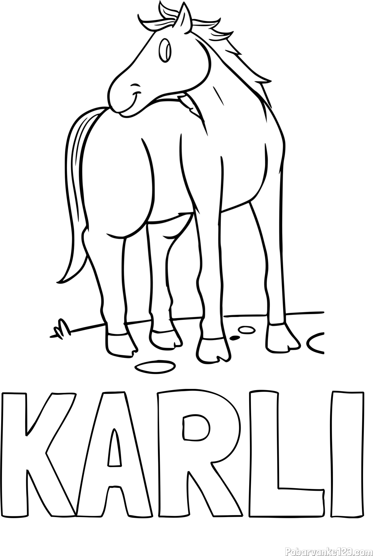 Pobarvanka imena KARLI in pobarvanka prikupnega konjička