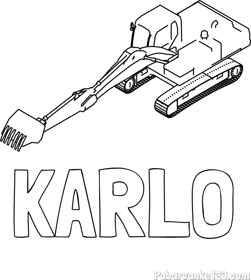 Pobarvanka imena KARLO in pobarvanka bagra