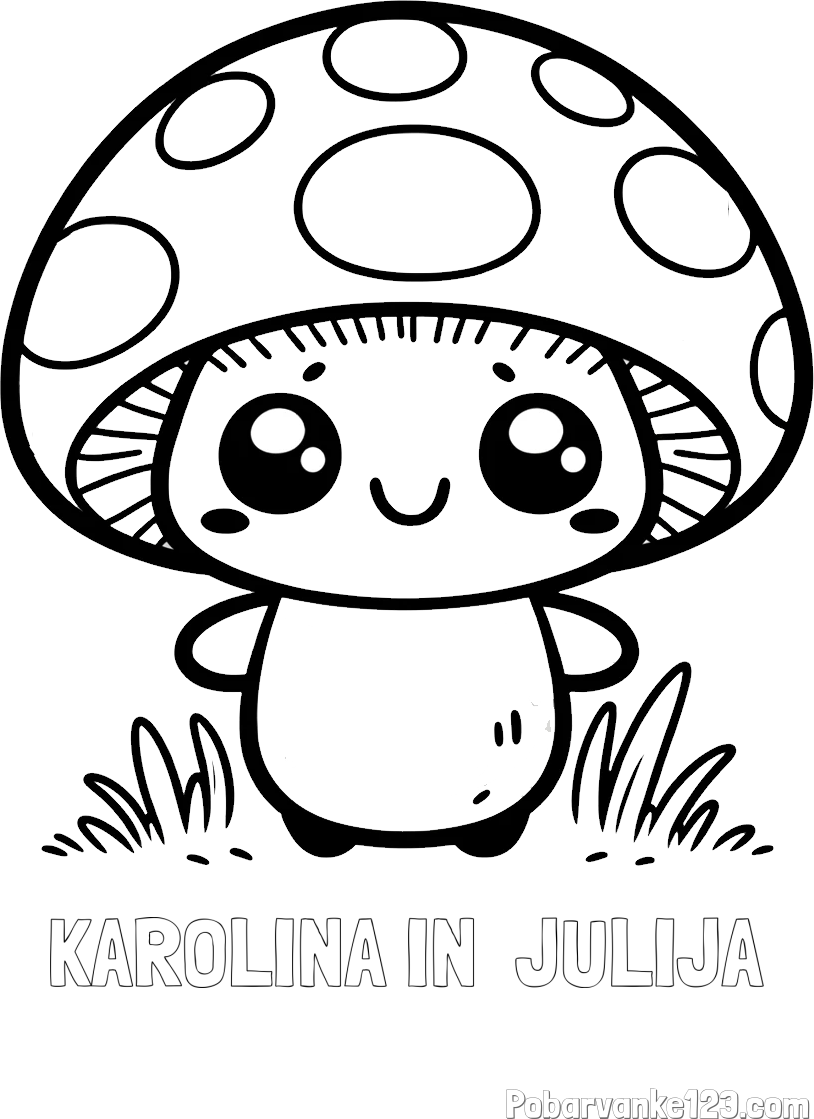 Pobarvanka imena KAROLINA IN  JULIJA in otroška pobarvanka gobe