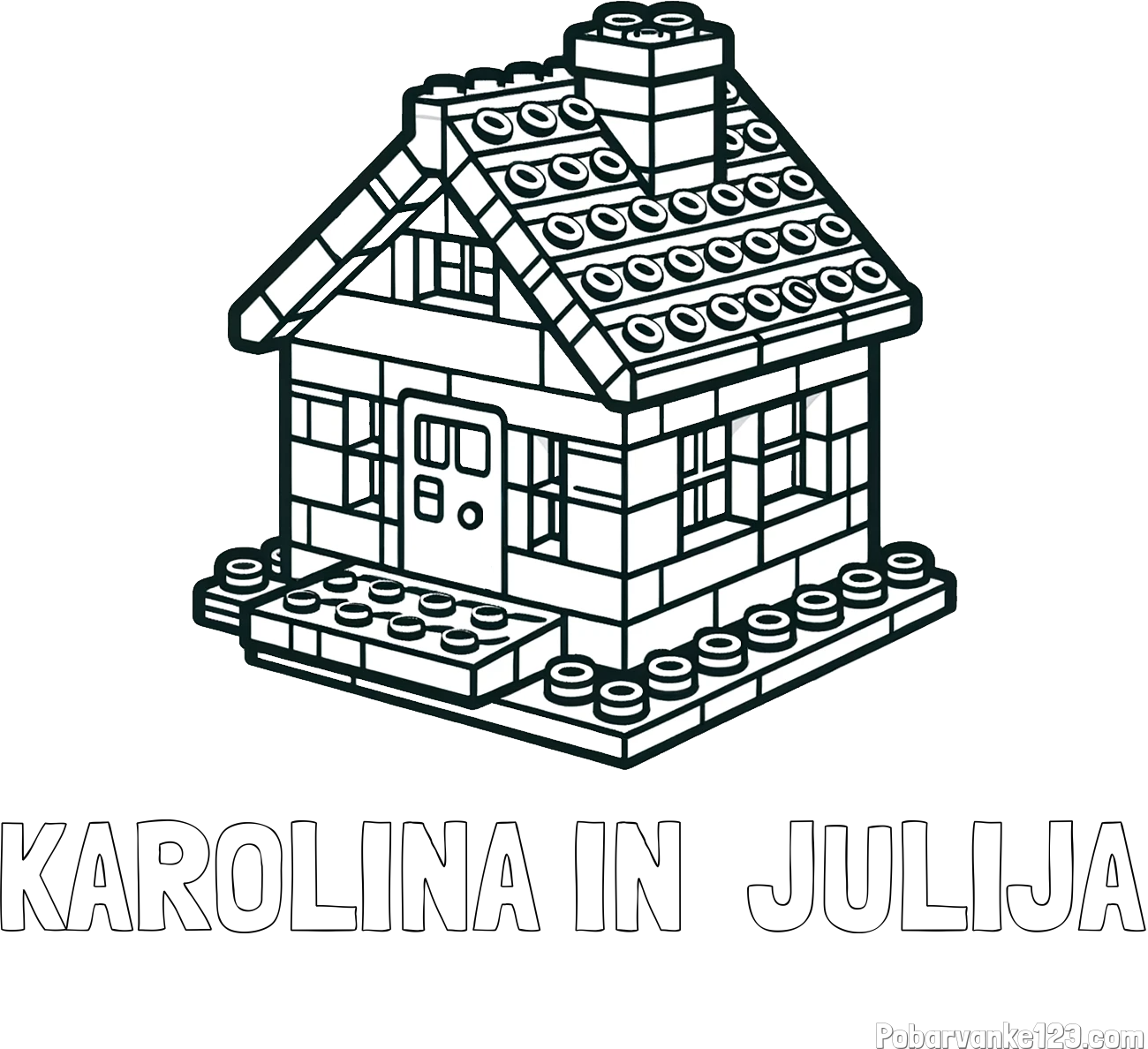 Pobarvanka imena KAROLINA IN  JULIJA in pobarvanka LEGO hiške