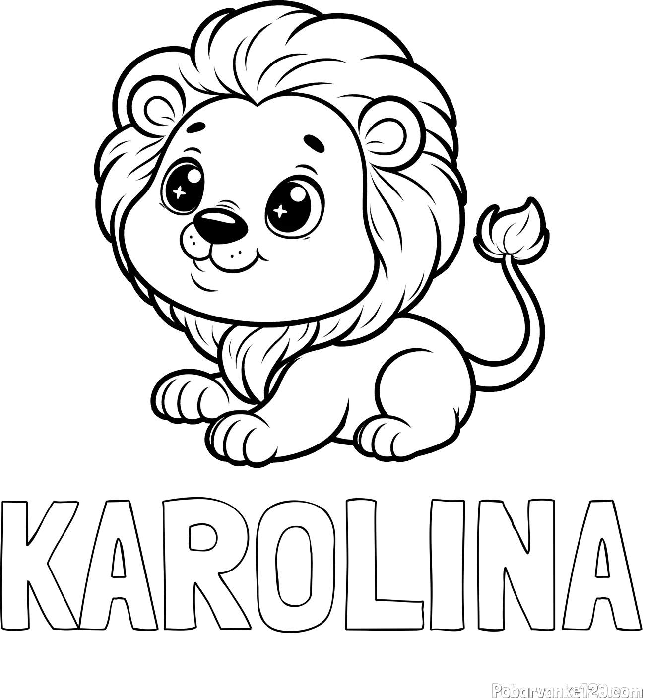 Pobarvanka imena KAROLINA in pobarvanka igrivega levčka