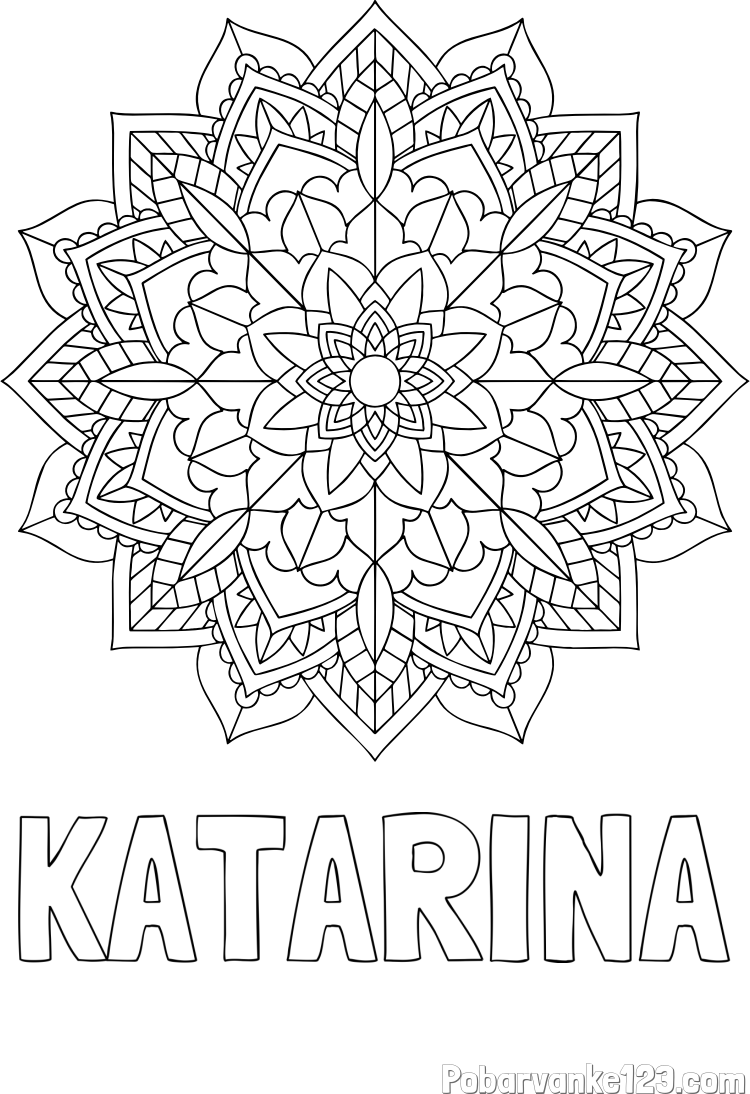 Pobarvanka imena KATARINA in Čudovita pobarvanka mendale