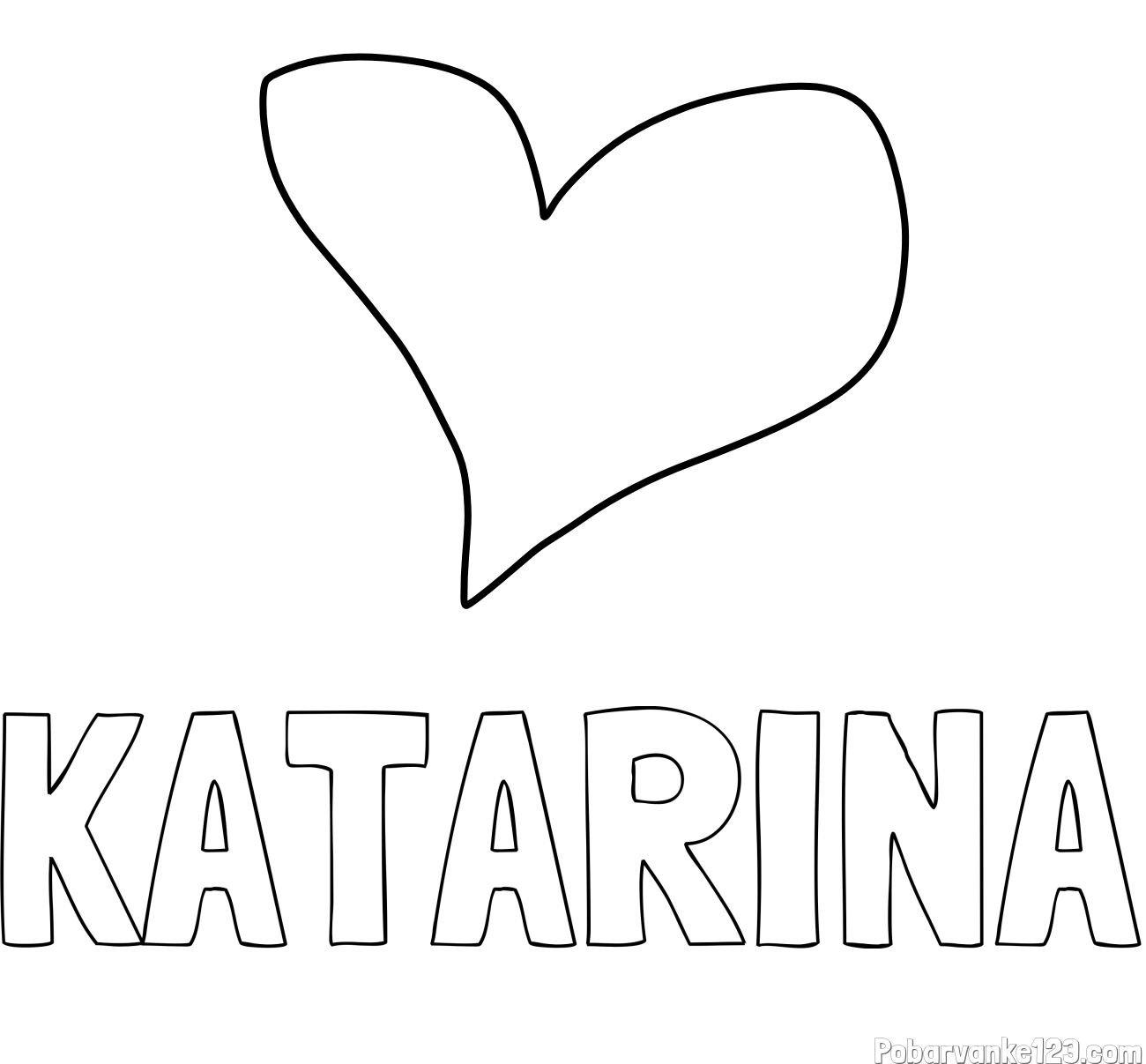 Pobarvanka imena KATARINA in pobarvanka lepega srčka