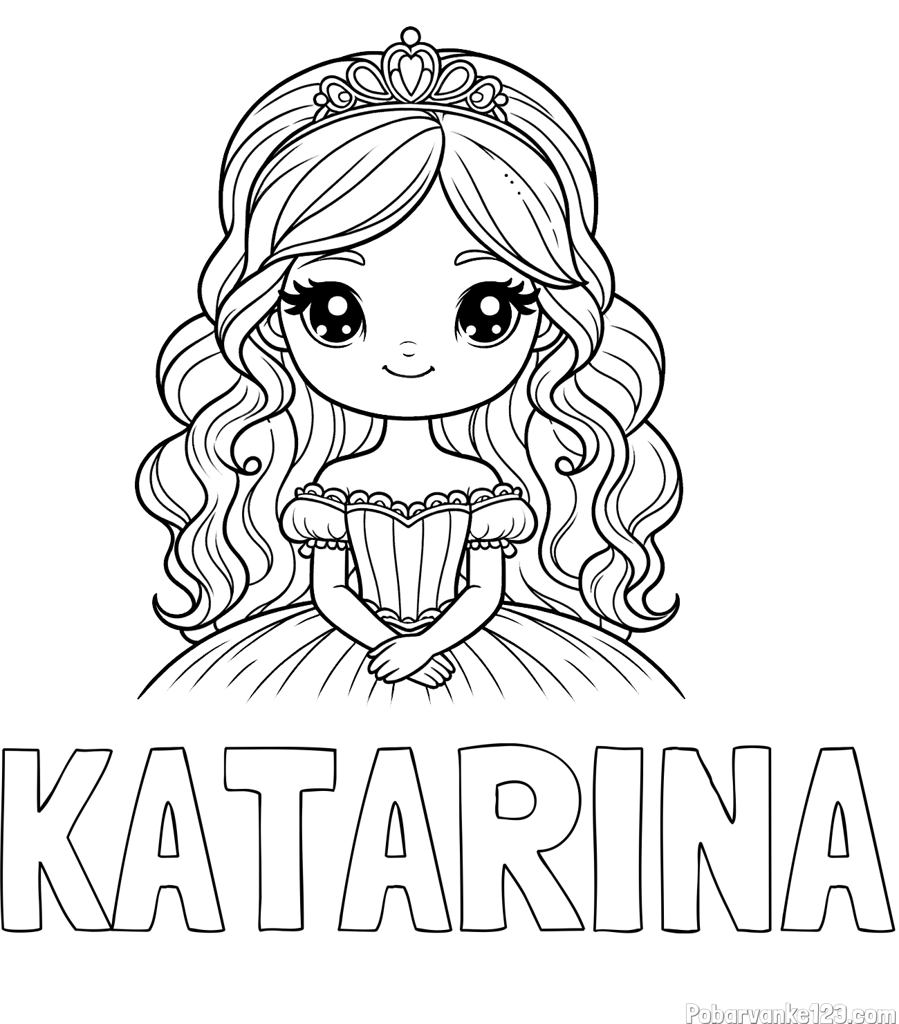 Pobarvanka imena KATARINA in pobarvanka ljubke princese