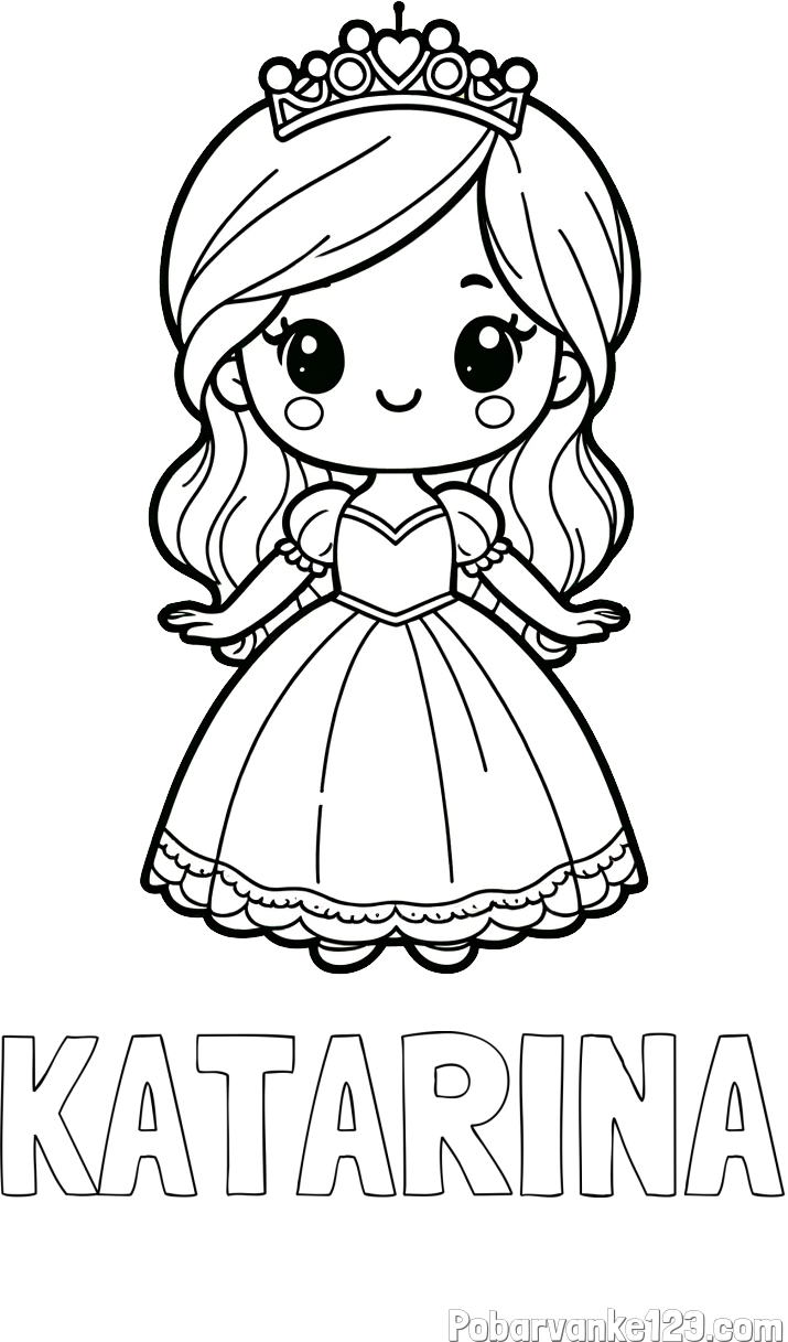 Pobarvanka imena KATARINA in pobarvanka ljubke princeske