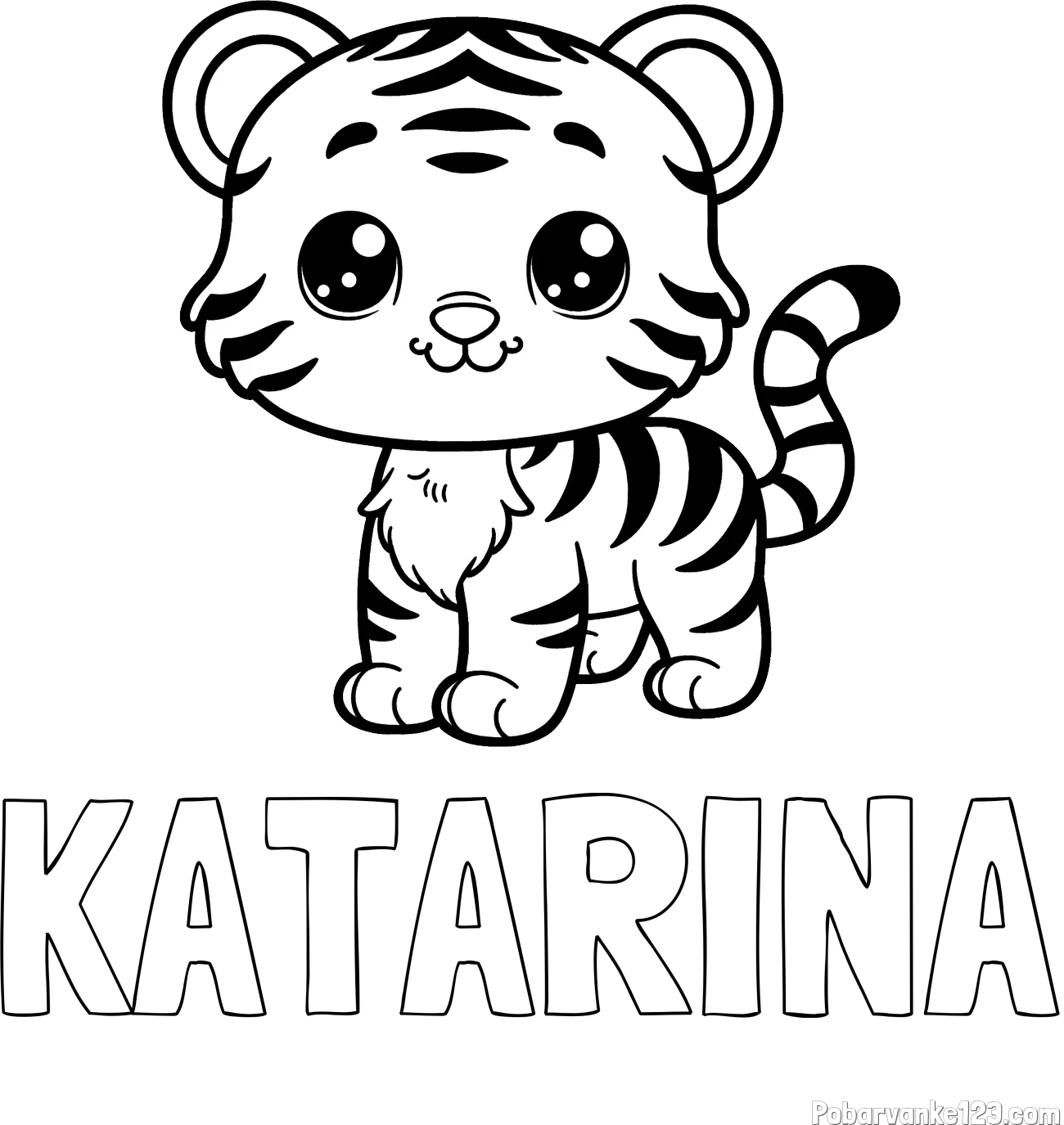 Pobarvanka imena KATARINA in pobarvanka ljubkega tigrčka