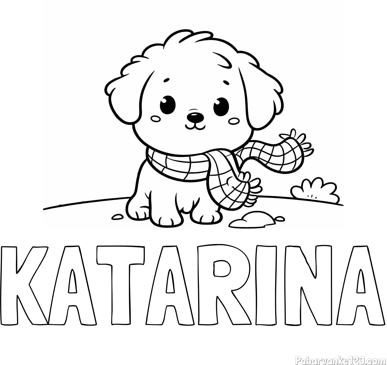 Pobarvanka imena KATARINA in pobarvanka prikupnega psička