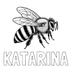 Online izdelana pobarvanka - Pobarvanka imena KATARINA in pobarvanka realistične čebele