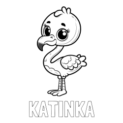 Online izdelana pobarvanka - Pobarvanka imena KATINKA in pobarvanka majhnega flaminga
