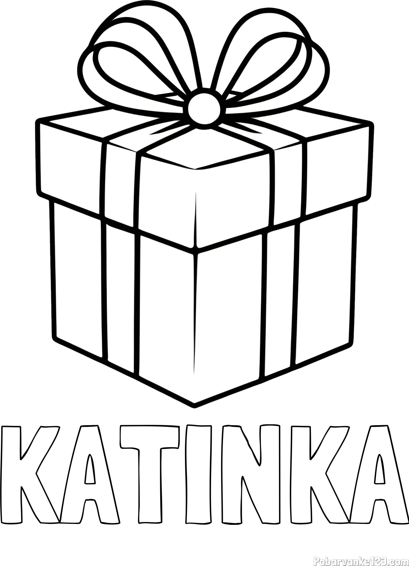 Pobarvanka imena KATINKA in pobarvanka preprostega darila