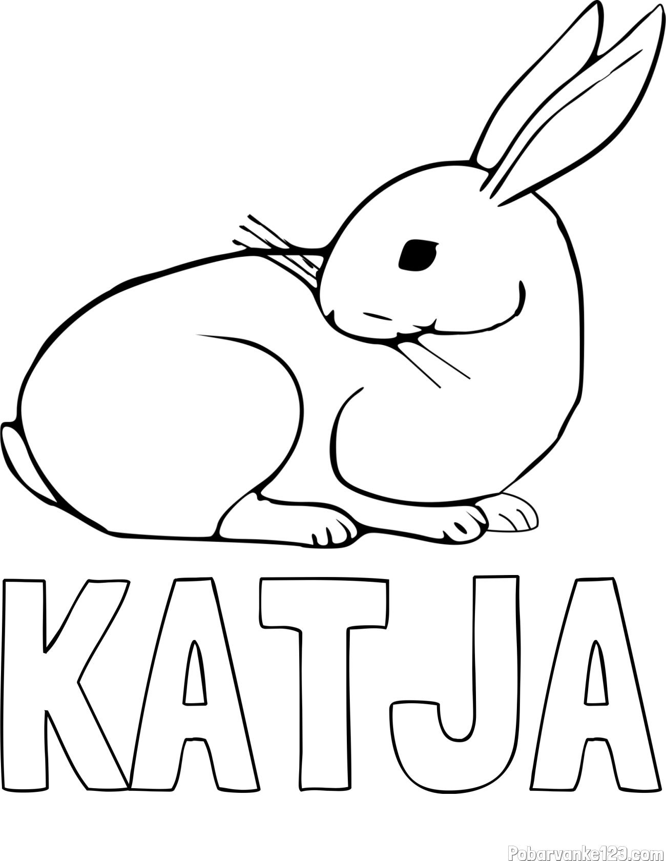 Pobarvanka imena KATJA in pobarvanka zajčka, ki je nekaj opazil