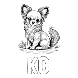 Online izdelana pobarvanka - Pobarvanka imena KC in pobarvanka ljubke čivave