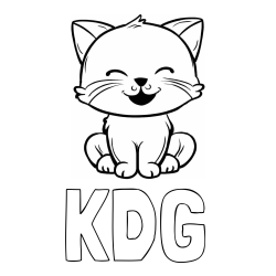 Online izdelana pobarvanka - Pobarvanka imena KDG in pobarvanka prikupne mačke