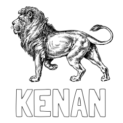 Online izdelana pobarvanka - Pobarvanka imena KENAN in pobarvanka leva
