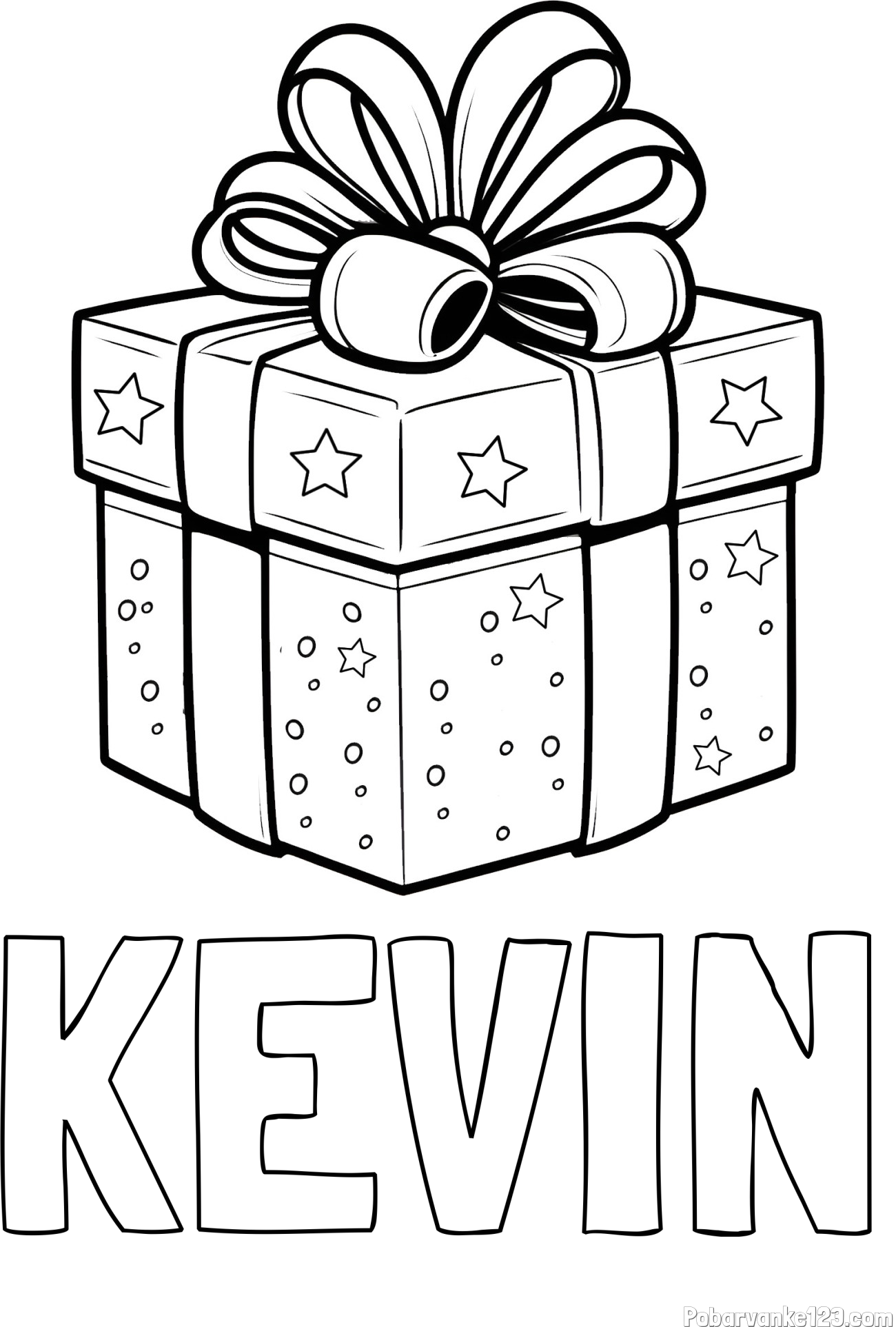 Pobarvanka imena KEVIN in pobarvanka božičnega darila