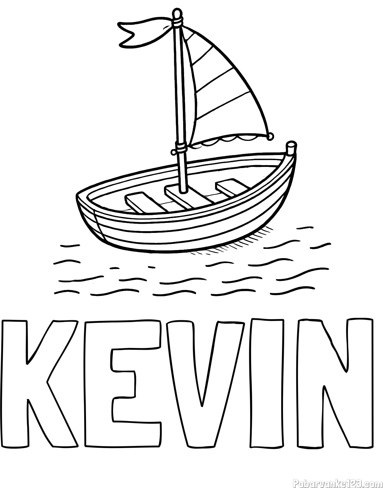 Pobarvanka imena KEVIN in preprosta pobarvanka ladjice