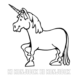 Online izdelana pobarvanka - Pobarvanka imena KI KONJIČEK HI KONJIČEK in pobarvanka veselega samoroga